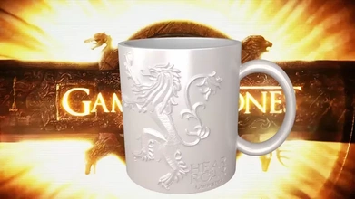 game thrones lannister coffee 3d printing model - threeding sculpture glass kitchen relief cup drink house print cups north drinks amazing engraved easy awesome george roar hear cersei jaime tywin tyrion pays debts coffe glassware epic quick fast rr martin hbo bas embossed 3d print model - Mito3D