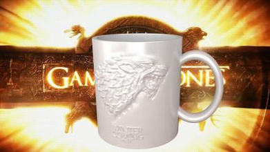 game thrones stark coffee mug home office & garden 3D printing model, file, printable design, 3d print, engraved, sculpture, relief, embossed, bas, King,of,the,north, north, Dierwolf, HBO, George, Martin, RR, GoT, fast,print, printing, quick, easy, amazing, awesome, epic, drinks, glass, drink, cup, kitchen, house, glassware, wolf, game,of,thrones, winter,is,coming, winter, winterfell, stark, mugs, coffee,cup, cups, mug, coffe, 3d print model - Mito3D