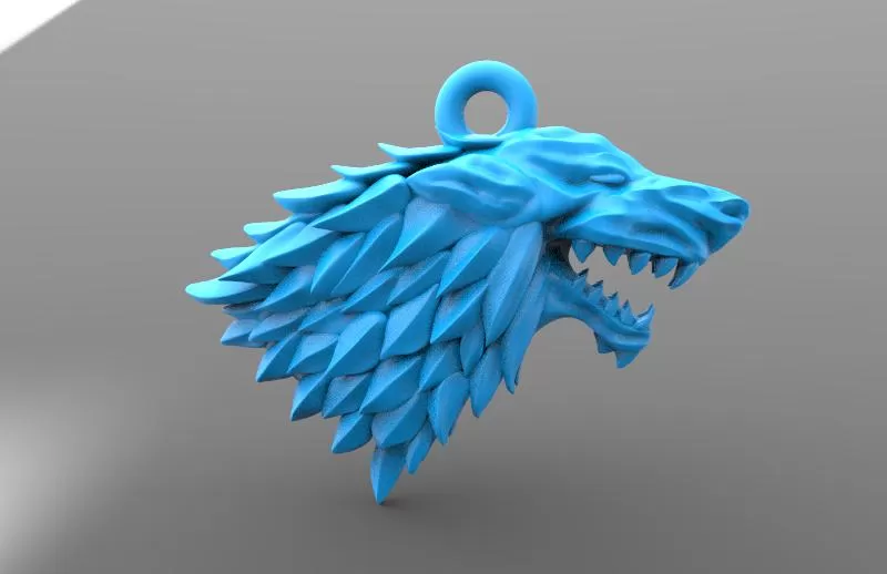 game thrones stark keychain 3d printing model - threeding star pendant monster dragon fantasy wolf keyring 3D print model - Mito3D