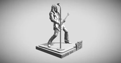geddy sotavento prisa 3d impresión modelo trío juguete imprimible guitarra miniatura 3dprinting stl figura pose músico Canadá estrella rock leyendas Figura acción 3d print model - Mito3D