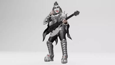 gene simmons kiss - 3dprinting 3d printing model threeding black head metal design usa music face miniature hair logo obj stl figure rock band heavy glamour makeup ender3 actionfigure tommy thayer paul stanley eric singer kissarmy anycubic rockmusic 3d print model - Mito3D