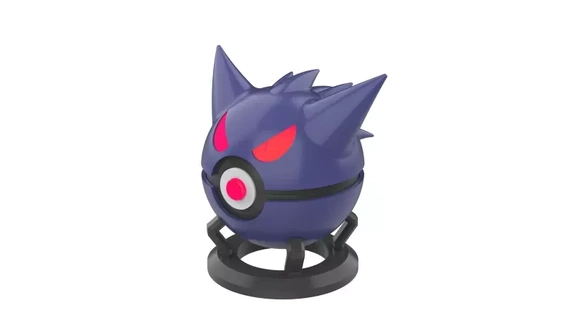 gengar pokeball imprimable 3d modèle stl dossiers impression Balle jouet vidéo Jeu artisanat monstre DIY cosplay Pokémon poussée 3d print model - Mito3D