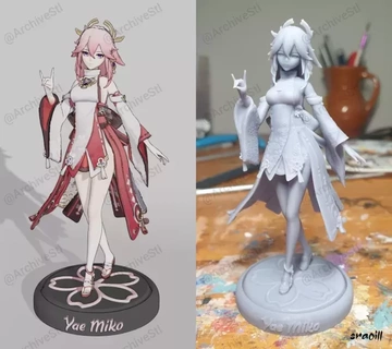 genshin impact yae miko figure 3d printing model art sculpture statue game design anime fan character 3d-print collectible limited cosplay digital gaming 3d print model - Mito3D