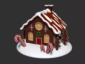 pan jengibre casa 3d impresión modelo trío decoración arquitectura Navidad árbol comida regalo fiesta galleta pino miniaturas caramelo invierno 3d print model - Mito3D
