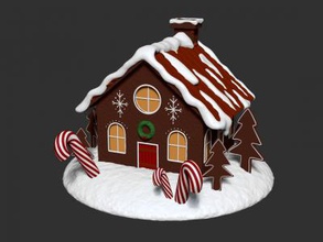 gingerbread house 3d print model toys games & hobby 3D printing model, file, printable design, print, bakery, architecture, biscuit, candy, celebration, christmas, decoration, food, gift, ginger, gingerbread, house, holiday, miniatures, pine, present, snow, tree, winter, xmas 3d print model - Mito3D