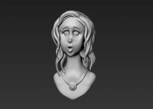 girl bust 3d printing model - threeding art head cartoon women 3d print model - Mito3D
