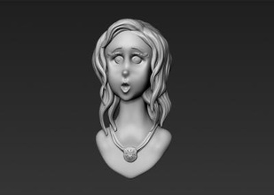 girl bust art 3D printing model, file, printable design, 3d print, girl,bust,art,head,cartoon,women 3d print model - Mito3D