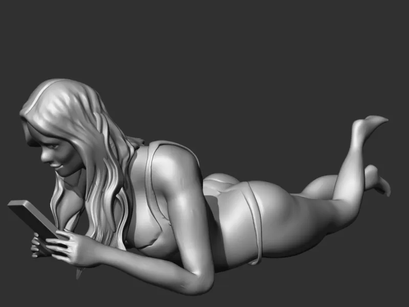 girl texting 3d printing model - threeding woman phone sexy gitl 3D print model - Mito3D