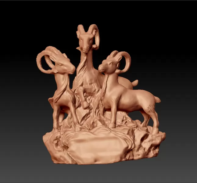 Ziegen 3d Drucken Modell dreiding Dekoration Natur Skulptur RAM Schaf Tier Statue dekorativ Schimmel stl zbrush Ziege Felsen 3D print model - Mito3D