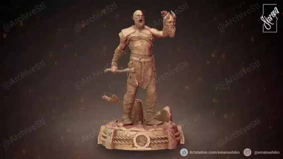 Tanrı savaş 3d Yazdır baskı model Sanat heykel tasarım hediye fanart print şekil koleksiyon aksiyon kahraman oyun oyuncu Kratos mitoloji kız kahramanca 3d print model - Mito3D