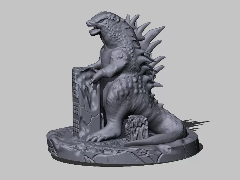 Godzilla escultura 3d impresión modelo trío 3D print model - Mito3D