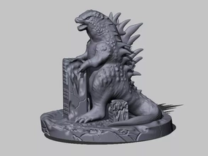 Godzilla escultura 3d impresión modelo trío 3d print model - Mito3D