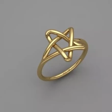 gold star ring 45 3d printing model - threeding jewel diamond silver bronze jewelry 3d print model - Mito3D