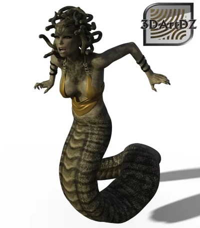 gorgon nina verfolgung 2 3d drucken modell dreiding stichworte schlange meduse schlangenhaar 3d print model - Mito3D