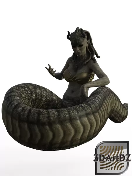 górgona nina espere bh 3d impressão modelo trio tag serpente esperando cabelo cobra mel 3D print model - Mito3D