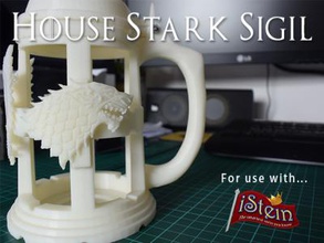 got house stark sigil istein toys games & hobby 3D printing model, file, printable design, 3d print, game of thrones, sigil, stark, house, istein, drink, logo, caddy, cup, mug, beer, stein 3d print model - Mito3D