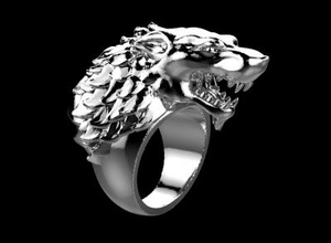 got ring fashion 3D printing model, file, printable design, 3d print, ring,got,game,og,thrones,jewel,jewelery,fashion,wolf 3d print model - Mito3D