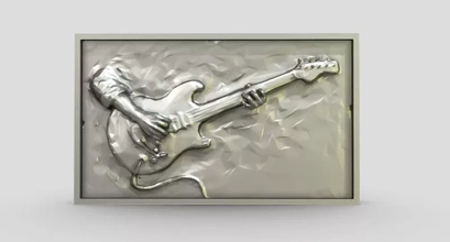chitarrista 3d stampa modello treding sollievo chitarra musicale strumento parete arredamento murale 3d print model - Mito3D