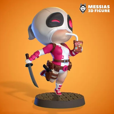 gwenpool chibi 3d printing model - threeding tags 3d-printing figure marvel deadpool collectibles customization digital print file figures gwen stacy universe quirky characters fandom playful spirit 3d print model - Mito3D