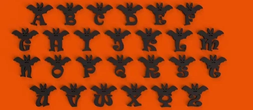 halloweenbat1 3d letters stl file printing model - threeding decoration halloween skull sign letter alphabet 3dmodel 3dprint gadgets bat text font language 3dletter 3dletters type fonts stlfile 3d print model - Mito3D