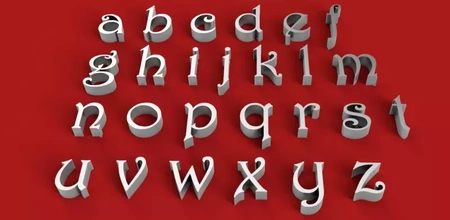 Harrington yazı tipi küçük harf 3d harfler stl dosya baskı model üçleme dekorasyon işaret mektup alfabe 3dmodel 3dprint sembol gadget'lar Metin dil 3dletter 3dletters 3d print model - Mito3D