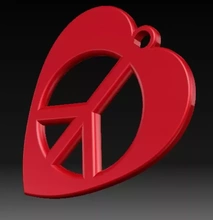 heart-peace earrings 3d printing model - threeding heart peace 3d print model - Mito3D