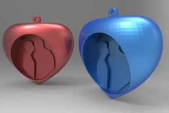 kalp 2 3d baskı model üçleme kolye 3d print model - Mito3D