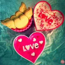 corazón cuenco amor 3d impresión modelo trío cocina san valentin día enamorado Galleta cortadores horneando galletas batería 3d print model - Mito3D