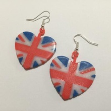 heart britain earrings fashion 3D printing model, file, printable design, 3d print, Jewellery,Jewelry,Earrings,Britain,UK,Heart 3d print model - Mito3D