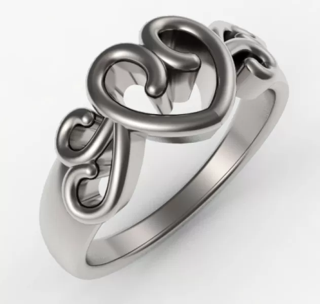 heart design filigree ring 3d printing model - threeding jewelry pretty fine dress dainty 3D print model - Mito3D