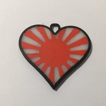 cœur Japon pendentif 3d impression modèle trio bijoux pendentifs drapeau Japonais soleil levant 3d print model - Mito3D