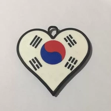 coração sul Coréia pingente 3d impressão modelo trio joalheria bandeira jóias nacional país Coreia Sul patriota 3d print model - Mito3D