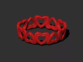 hearts bracelet 3d printing model - threeding 3d print model - Mito3D