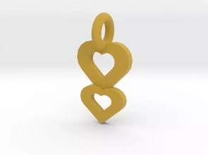 hearts drop pendant 3d printing model - threeding heart 3d print model - Mito3D