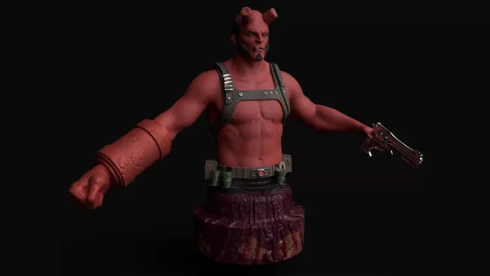 hellboy 3d printing model - threeding tags sculpture movie character superhero collectible demon texture action figure fantasyarmor comicbookvillains mignola blender ron perlman mignolaverse anung un rama red hand 3d print model - Mito3D