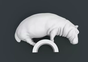 hipopótamo 3d impressão modelo trio animal printing hama 3d print model - Mito3D