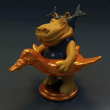 hipopótamo Salva vidas 3d impressão modelo trio arte escultura brinquedo decoração 3d print model - Mito3D