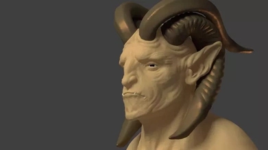 hornsman 3d printing model - threeding bust creature sculpt 3d print model - Mito3D