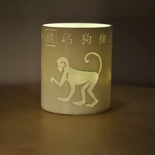 horoscope tealight cover monkey 3d printing model - threeding sheep rooster horse dragon snake dog rat rabbit pig tiger star sign goat ox zodiacal 3d print model - Mito3D