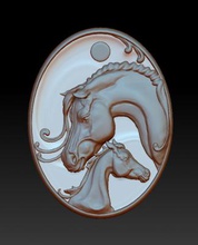 horse's love pendant art 3D printing model, file, printable design, 3d print, Horse, Mother, Father, Love, Pendant 3d print model - Mito3D