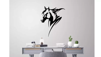 horse head wall decoration 3d printing model - threeding decor artistic silhouette profile 3d print model - Mito3D