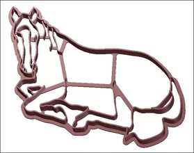 horse lying cookie cutter 3d printing model - threeding animal buscuit 3d print model - Mito3D