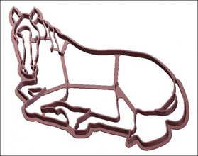horse lying down cookie cutter home office & garden 3D printing model, file, printable design, 3d print, horse, cutter, animal, buscuit 3d print model - Mito3D