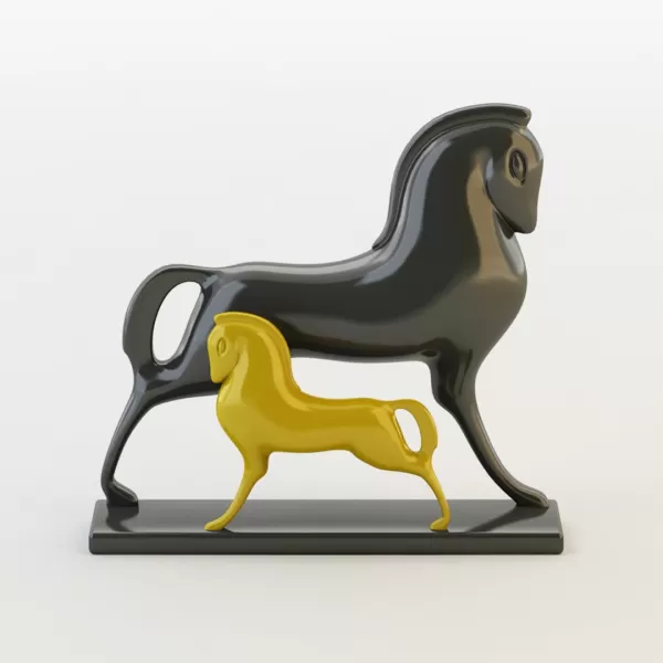 horses deco 3d printing model - threeding art figurine black decorative printable horse print unique statuette grey poly 3D print model - Mito3D