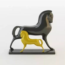 chevaux déco 3d impression modèle trio art figurine noir décoratif imprimable cheval unique statuette gris poly 3d print model - Mito3D