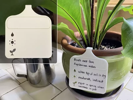 houseplant write-on care tag 3d printing model plant pot plantlovers plantlover plantlife plantpotdecor potted label gift gardener indoor plants garden accessory memory aid present lover gardening watering reminder hook labels house sitter guide life hack 3d print model - Mito3D