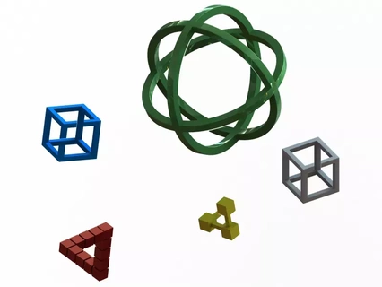 impossible objects mc escher 3d printing model art math mathematics mathematical work mathematic decoration others illusions physically 3d print model - Mito3D
