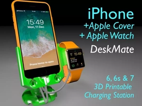 iphone+apple cover+apple watch 6 6s & 7 deskmate 3d printing model - threeding apple iphone charging station holder 3d print model - Mito3D