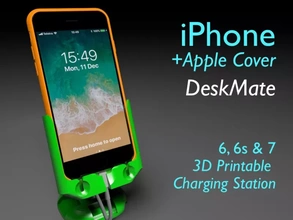 iphone+manzana cubierta carcasa funda 6 6s 7 compañero escritorio 3d impresión modelo trío manzana iphone reloj cargando estación soporte 3d print model - Mito3D