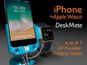 iphone+apple watch 6 6s & 7 deskmate electronic technology 3D printing model, file, printable design, 3d print, iPhone, Apple Watch, Charging Station, iPhone Holder, 6, 6s, 7, 3d print model - Mito3D